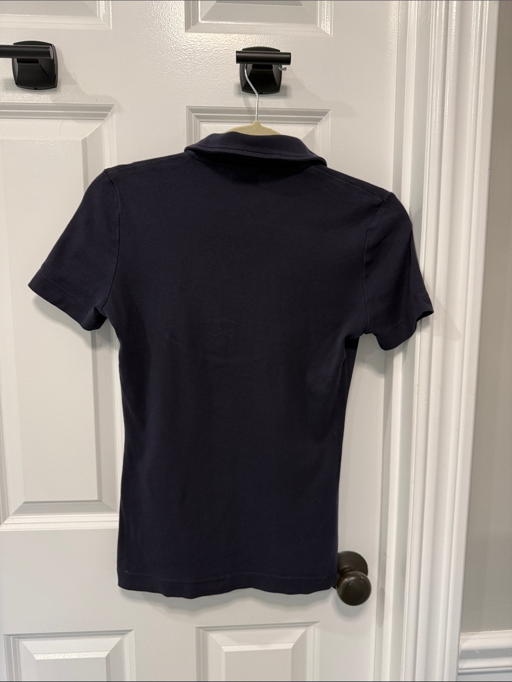 Tory Burch Navy Short-Sleeve Button Polo with Logo Buttons - Picture 3 of 3